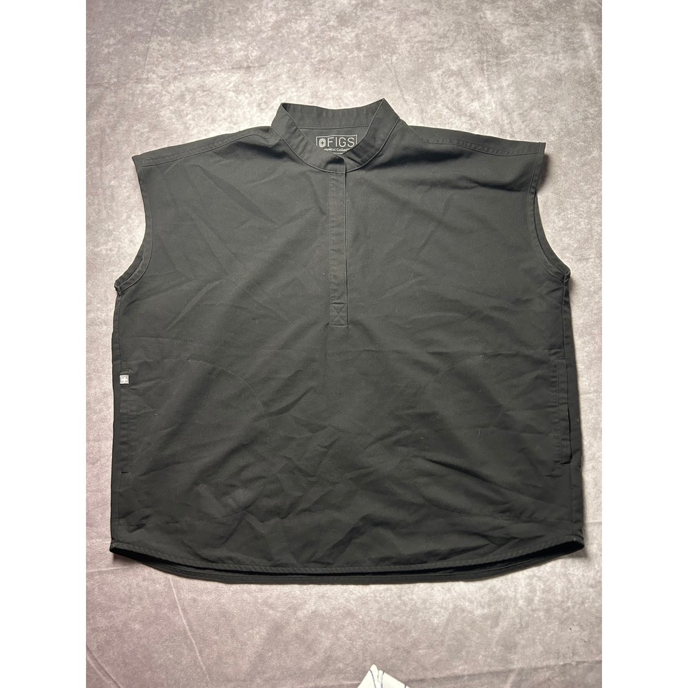 Figs Scrub Top Mens XL Black Technical Collection Sleeveless Mandarin Collar